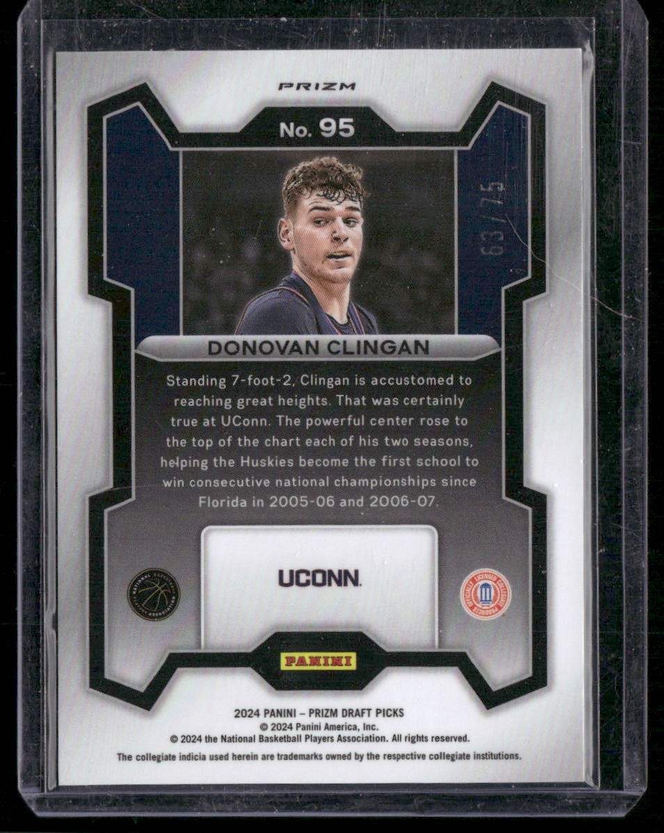 2024 Panini Prizm Draft Picks #95 Donovan Clingan Prizms Purple #/75