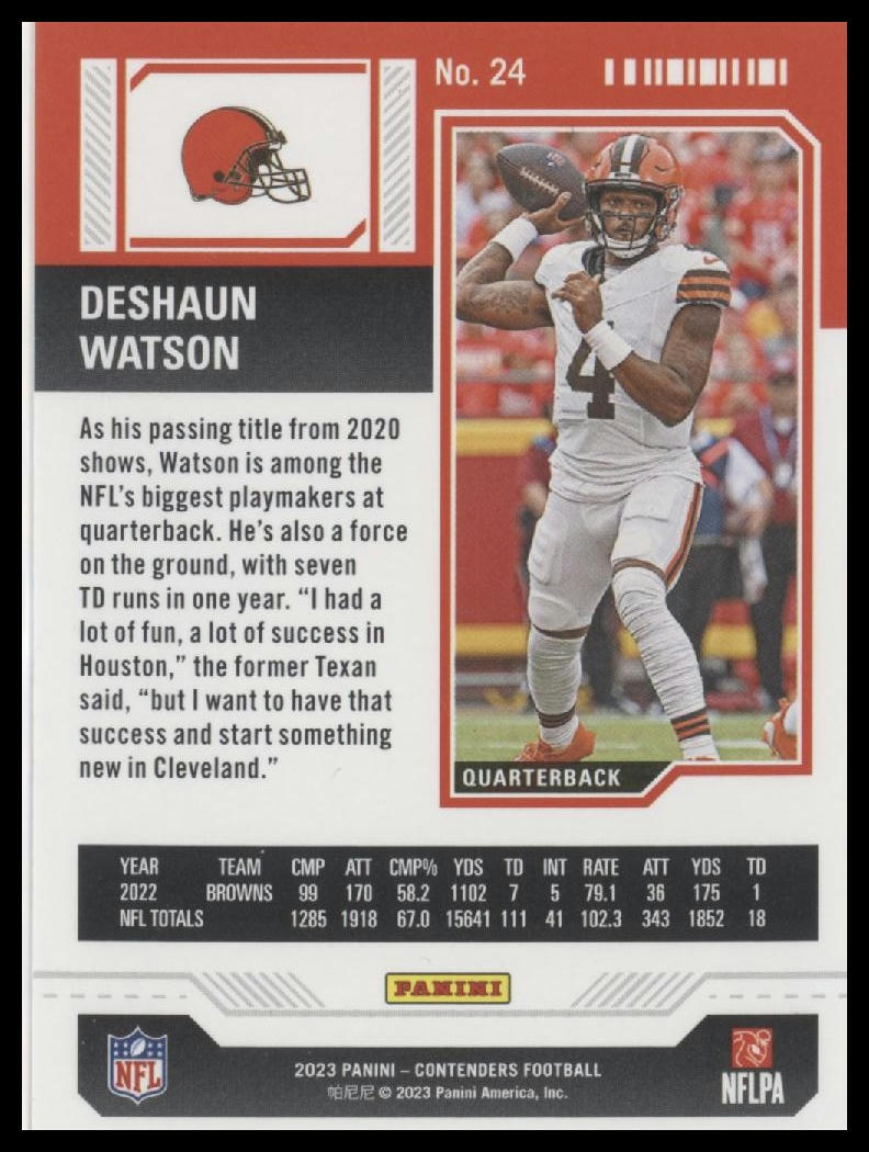2023 Panini Contenders #24 Deshaun Watson Season Ticket Retail