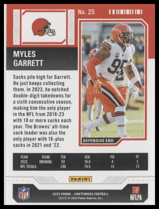 2023 Panini Contenders #25 Myles Garrett Season Ticket Retail