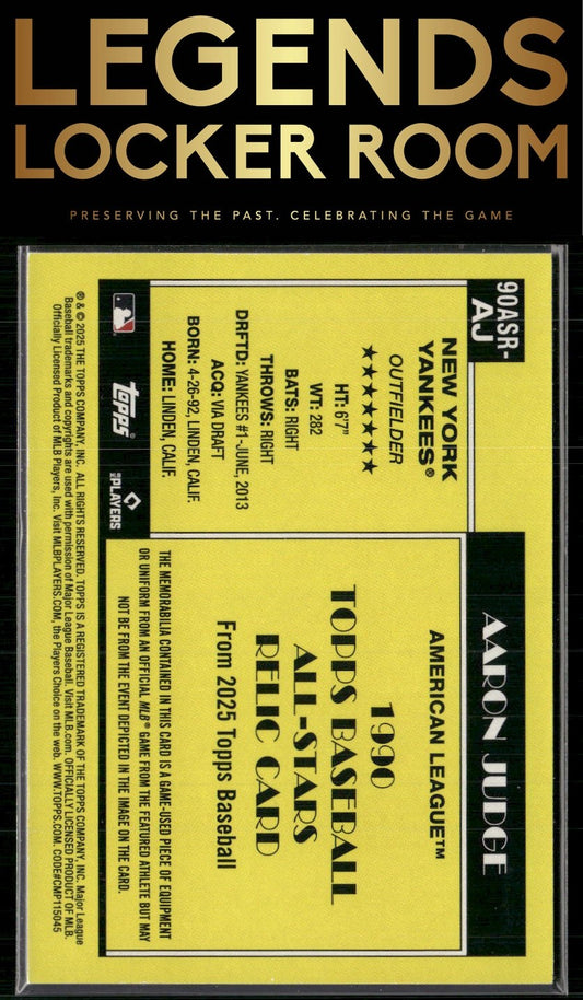 2025 Topps Aaron Judge 1990 Topps Baseball 35th All-Stars Relics