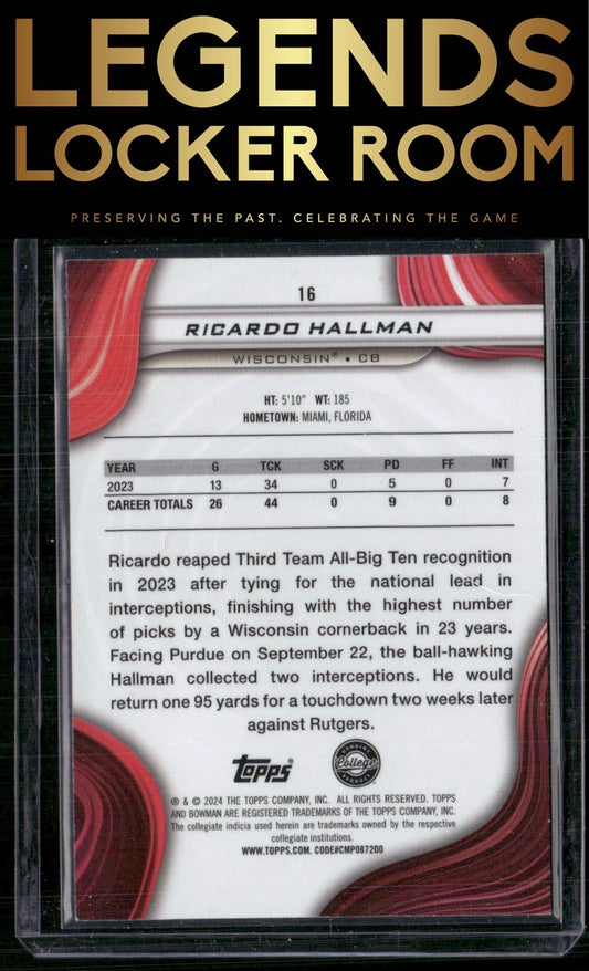 2024 Bowman University Best #16 Ricardo Hallman Yellow Refractor #/75