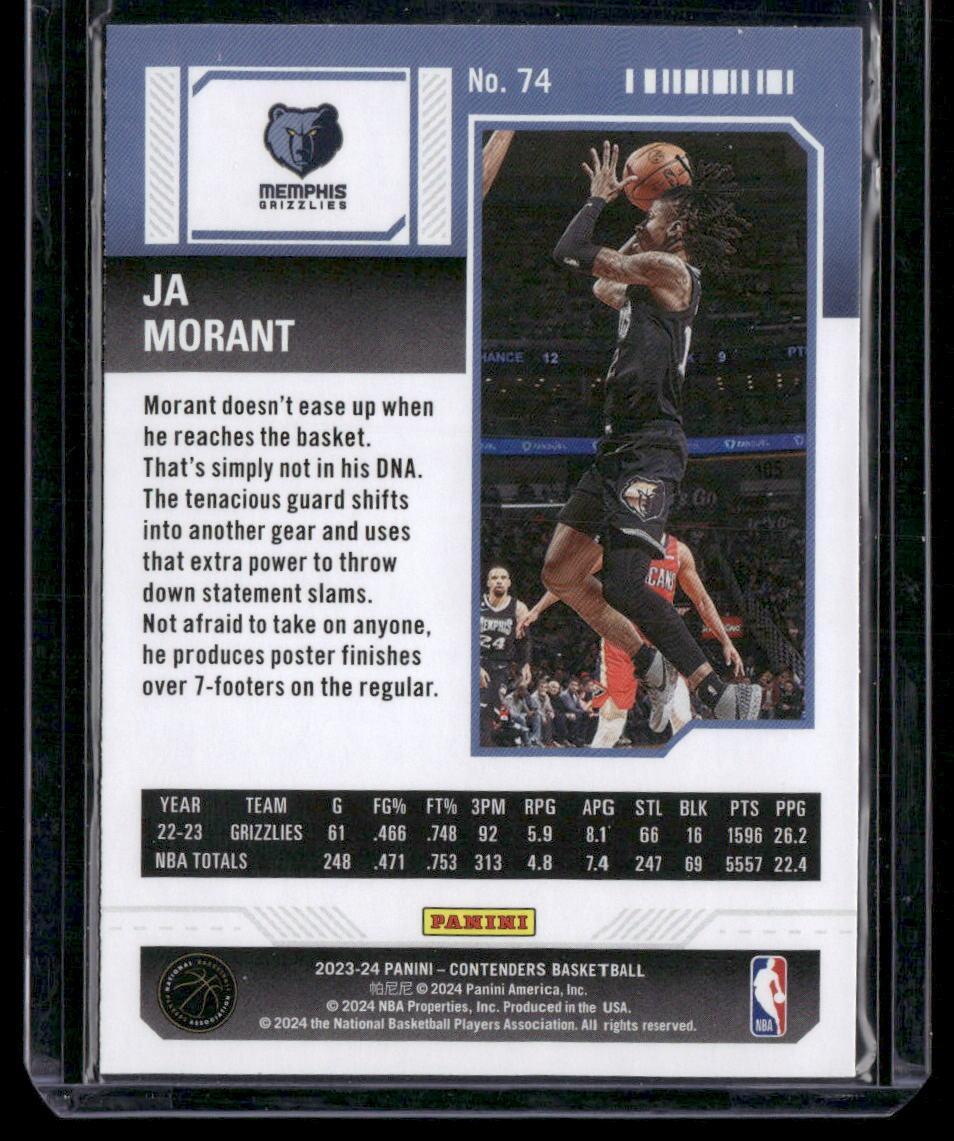 2023-24 Panini Contenders #74 Ja Morant Season Ticket Retail
