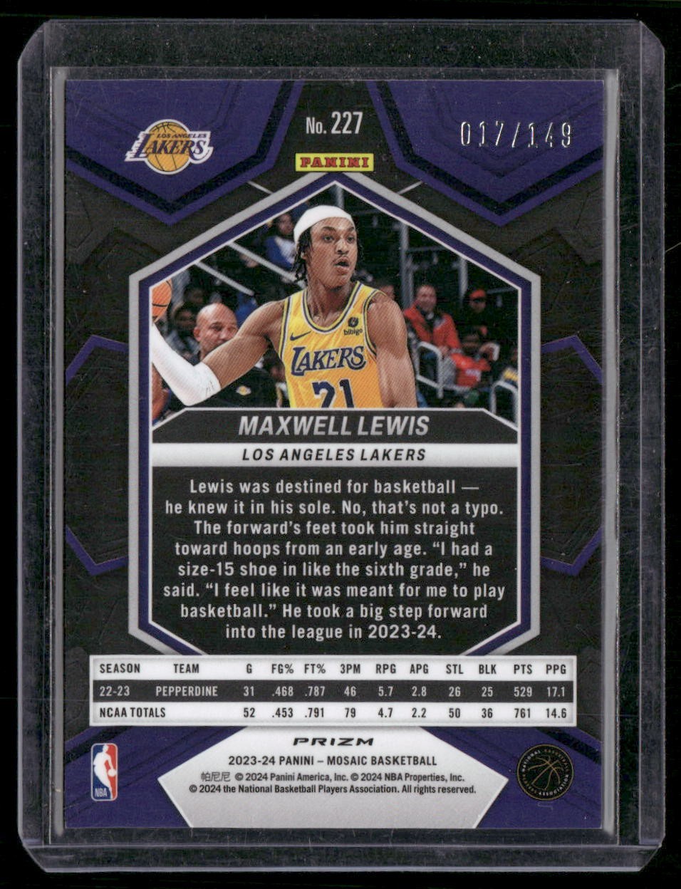 2023-24 Panini Mosaic #227 Maxwell Lewis Pink #/149