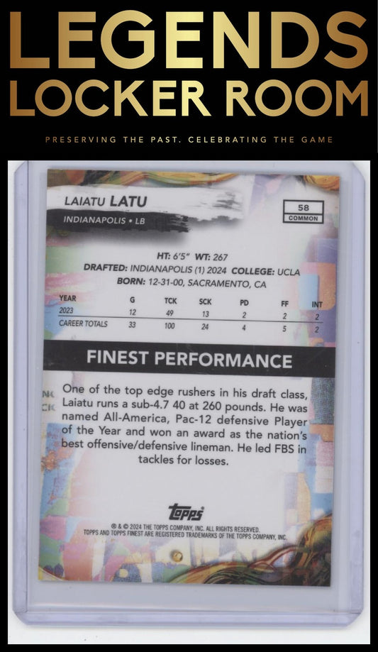 2024 Finest #58 Laiatu Latu Gold Geometric Refractor #/50