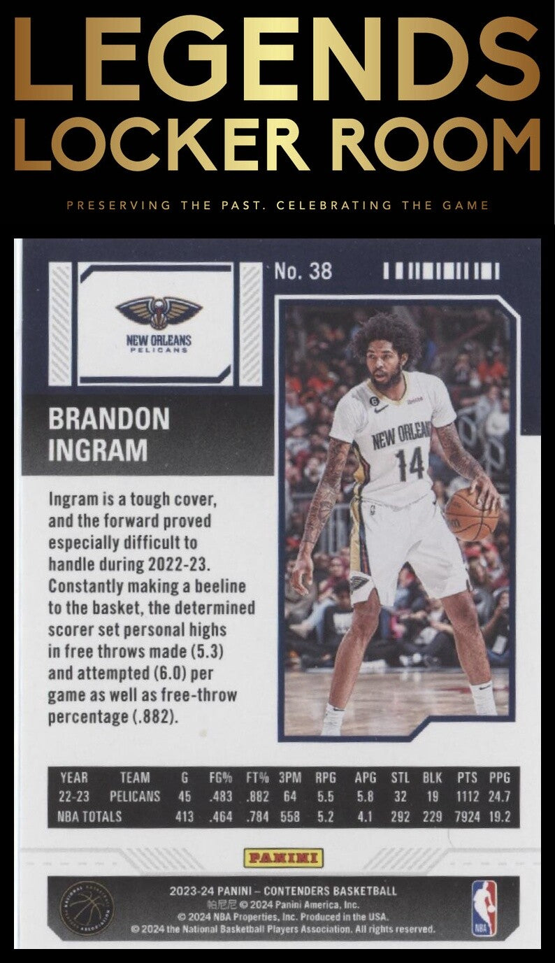 2023-24 Panini Contenders #38 Brandon Ingram Season Ticket Retail