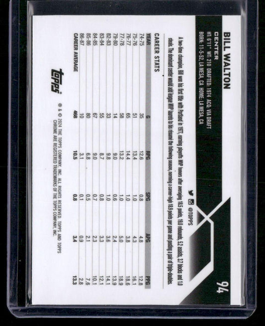 2023-24 Topps Chrome #94 Bill Walton Pink Refractors