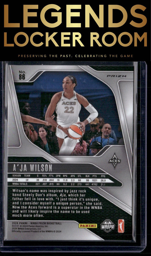2024 Panini Prizm WNBA #86 A'ja Wilson Silver Prizms