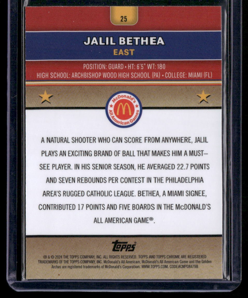 2024 Topps Chrome McDonald's All-American #25 Jalil Bethea