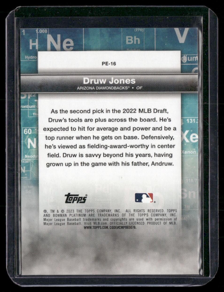 2023 Bowman Platinum #PE-16 Druw Jones Precious Elements