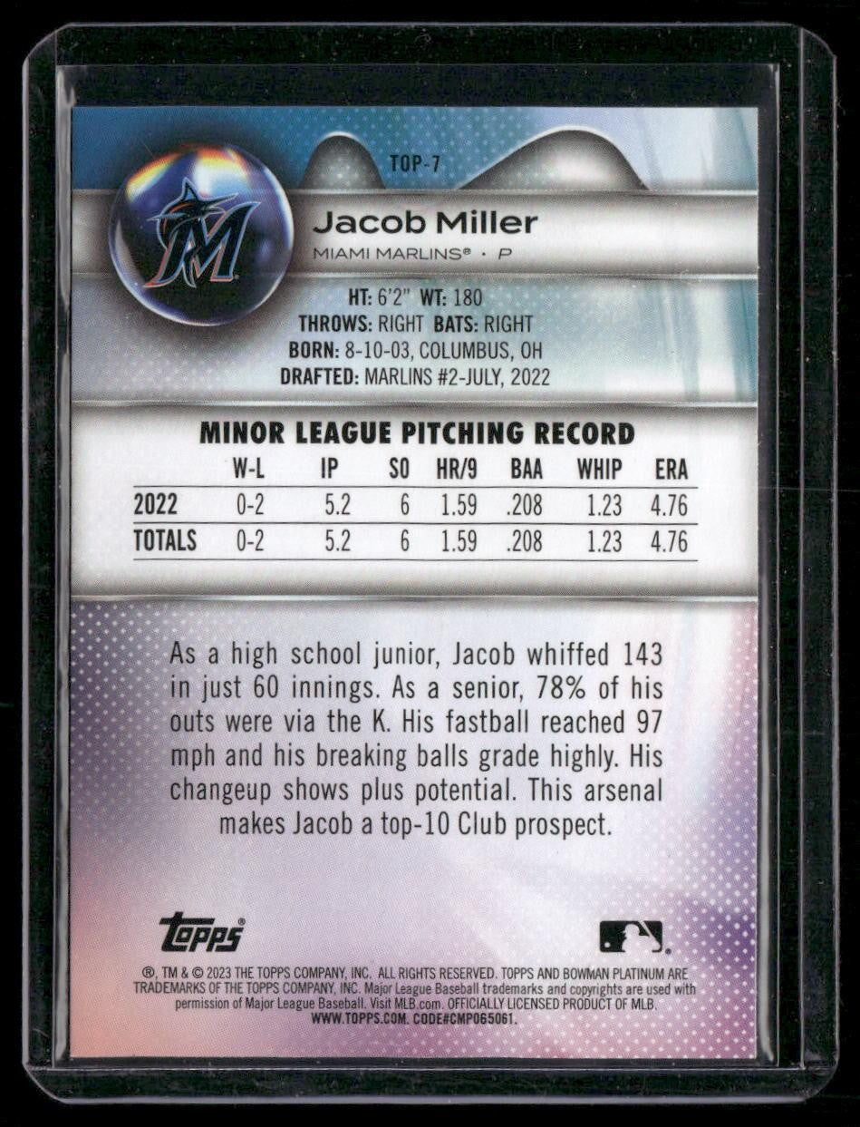 2023 Bowman Platinum #TOP-7 Jacob Miller Top Prospects
