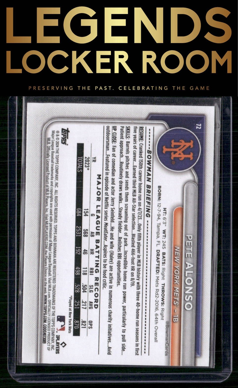 2024 Bowman #72 Pete Alonso