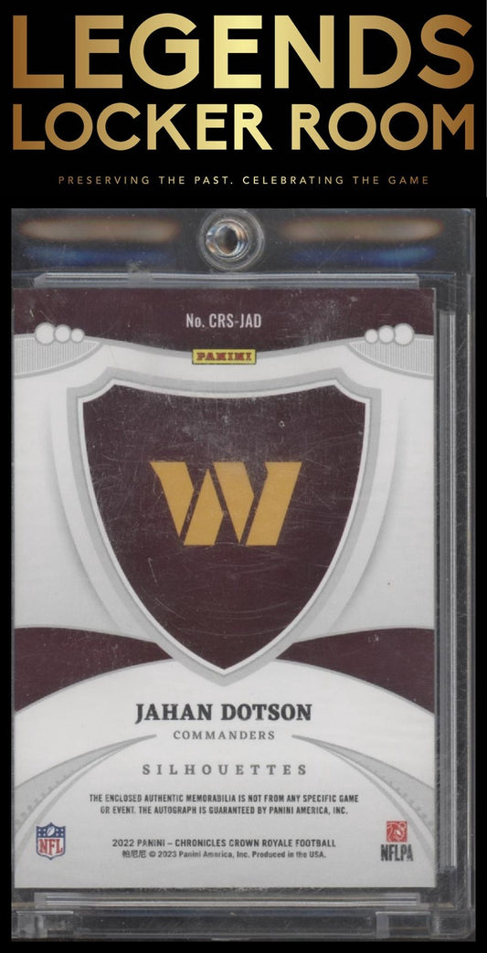 2022 Panini Chronicles Jahan Dotson Crown Royale Silhouette Auto Prime /25