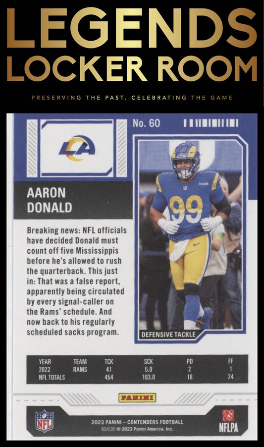 2023 Panini Contenders #60 Aaron Donald Season Ticket Retail