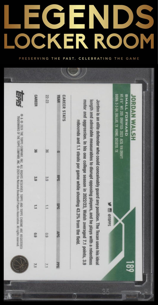 2023-24 Topps Chrome #189 Jordan Walsh Purple Refractors #/349