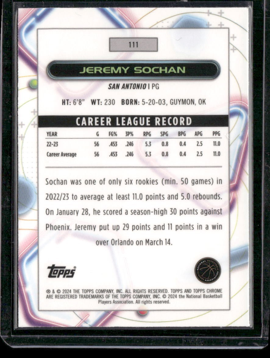 2023-24 Topps Chrome Cosmic #111 Jeremy Sochan