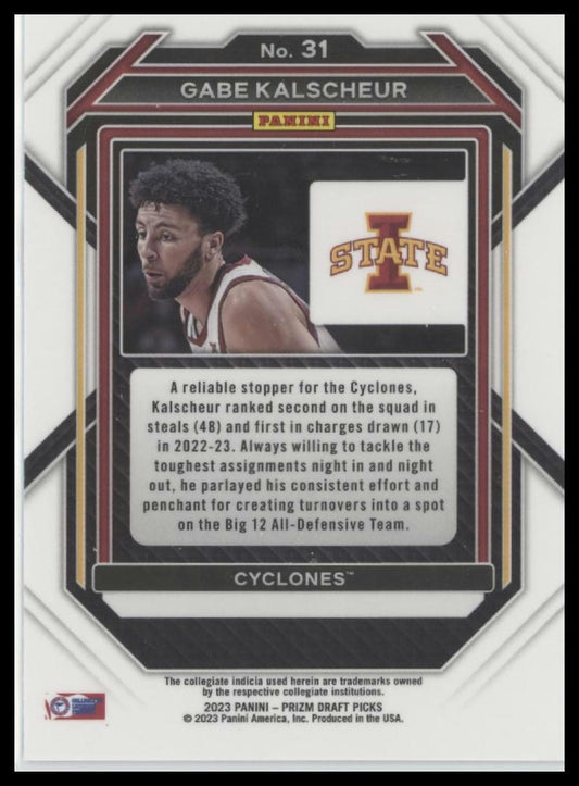 2023 Panini Prizm Draft Picks #31 Gabe Kalscheur