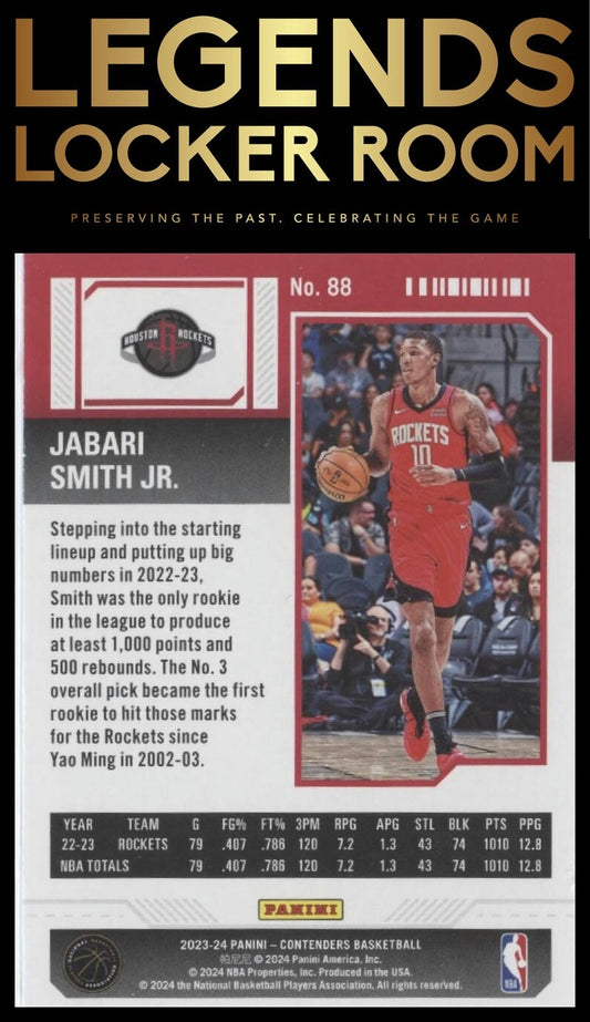 2023-24 Panini Contenders #88 Jabari Smith Jr. Season Ticket Retail