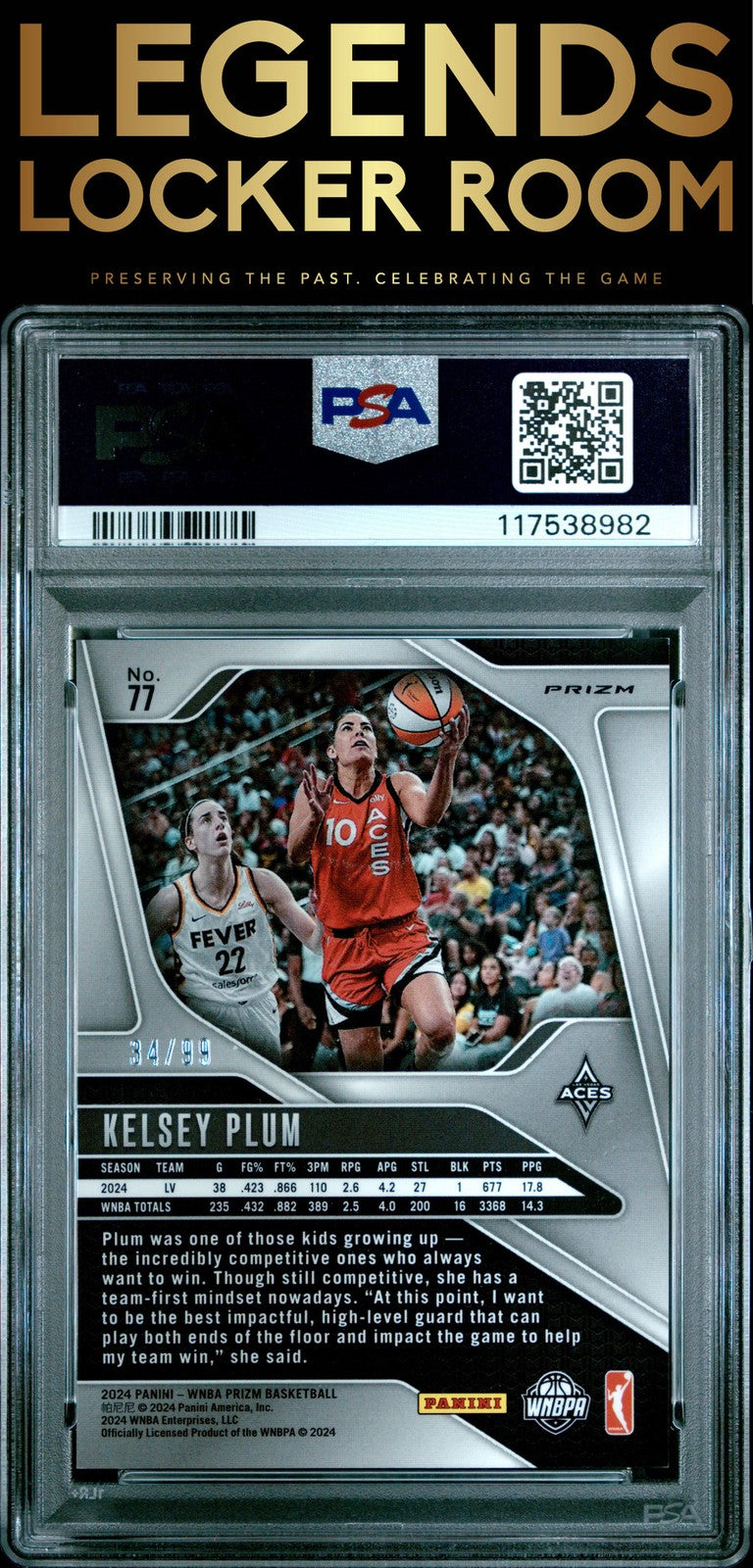 2024 Panini Prizm Wnba #77 Kelsey Plum Orange Prizm PSA 9