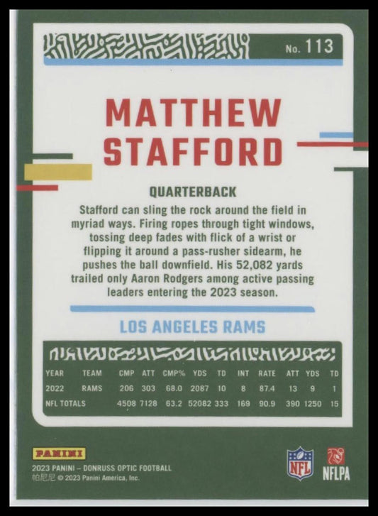 2023 Donruss Optic #113 Matthew Stafford