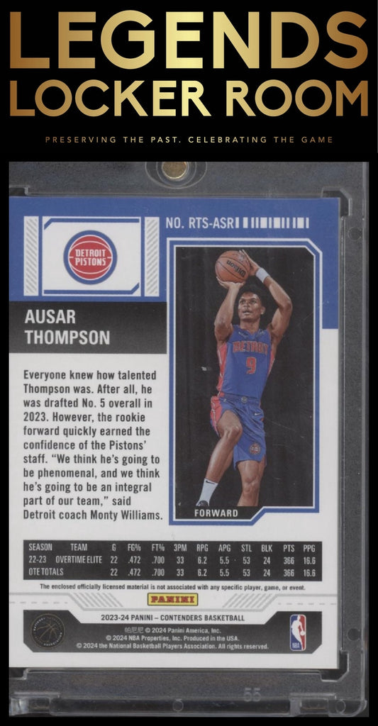 2023-24 Panini Contenders Ausar Thompson Rookie Ticket Swatches