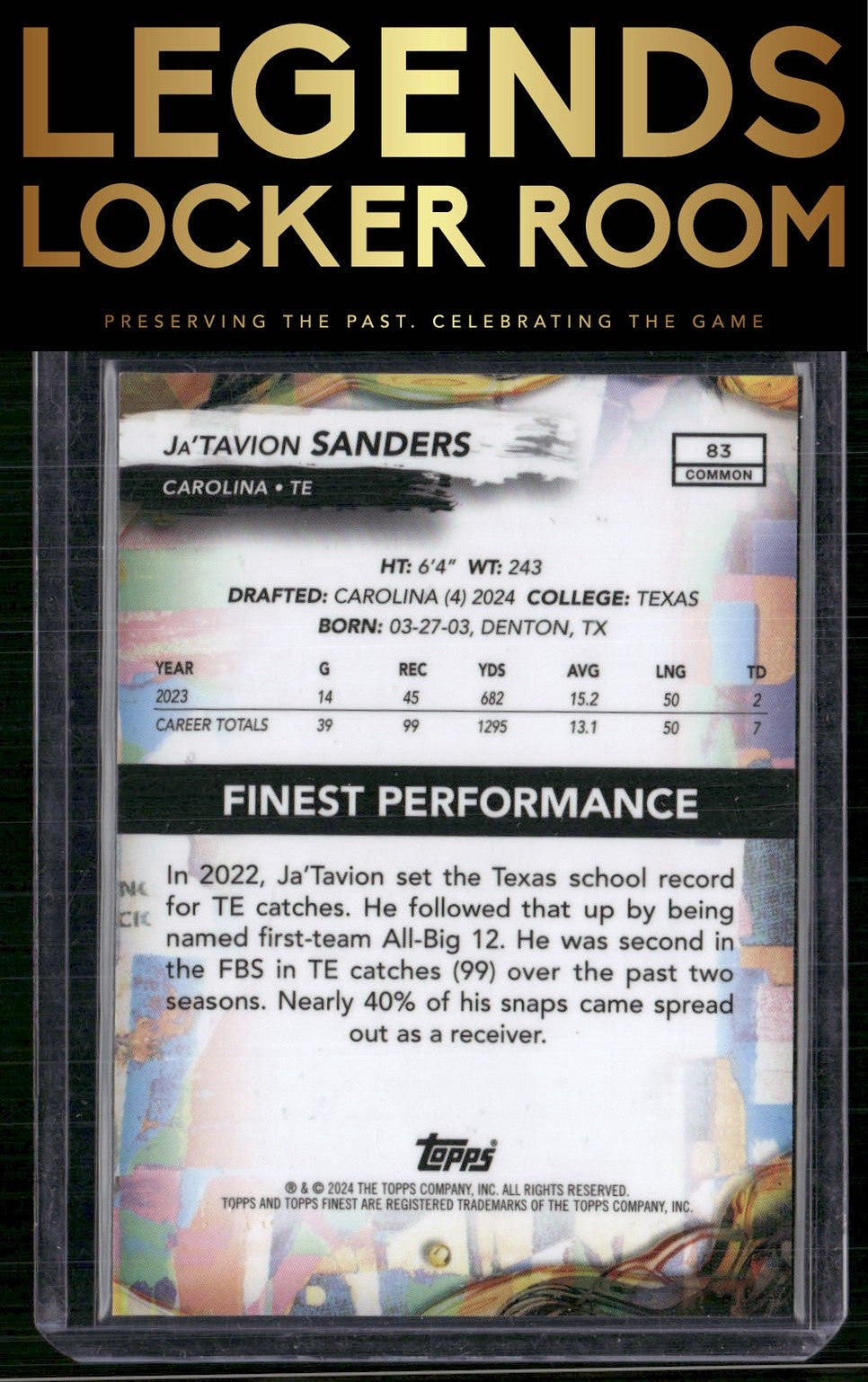 2024 Finest #83 Ja'Tavion Sanders Gold Geometric Refractor #/50