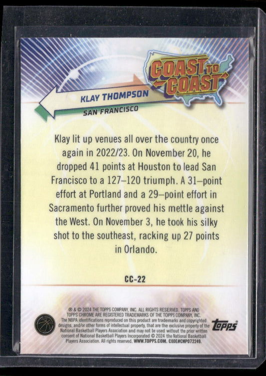 2023-24 Topps Chrome #CC-22 Klay Thompson Coast to Coast Geometric Purple