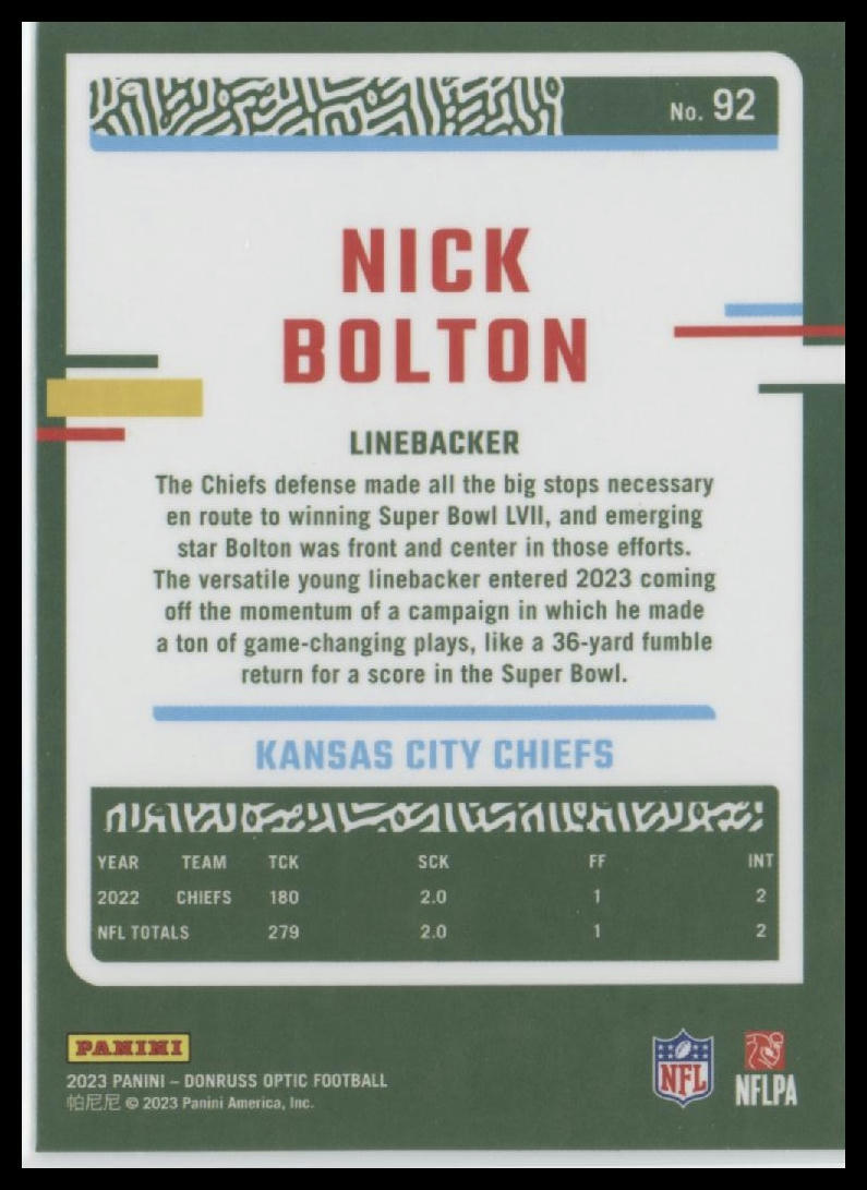 2023 Donruss Optic #92 Nick Bolton