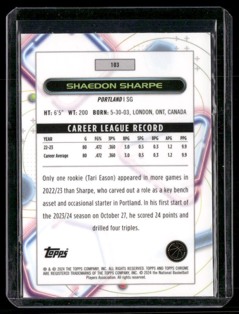 2023-24 Topps Chrome Cosmic #103 Shaedon Sharpe
