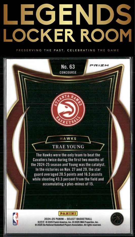 2024-25 Panini Select #63 Trae Young Zebra Prizm