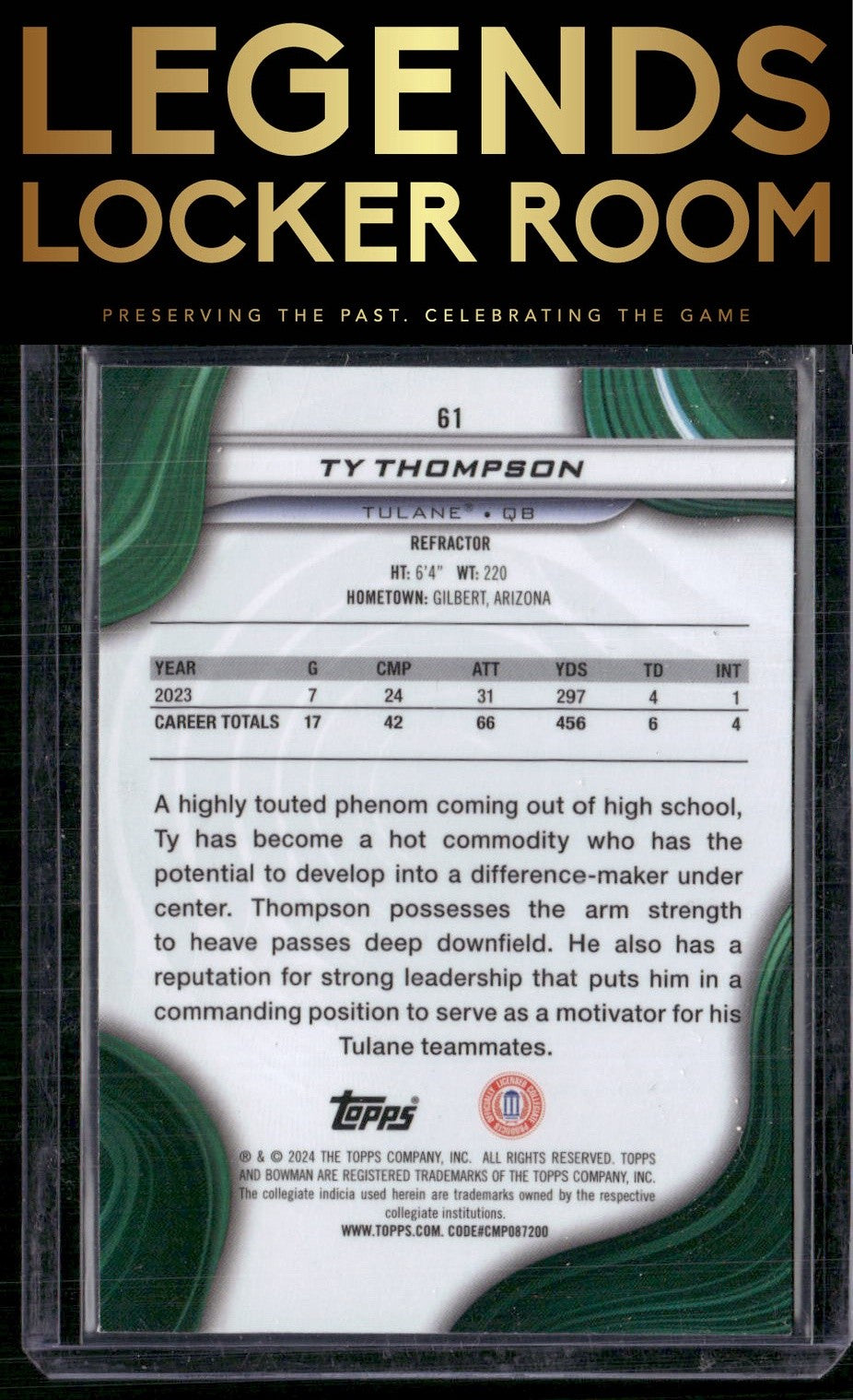 2024 Bowman University Best #61 Ty Thompson