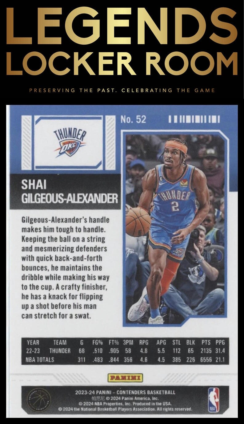 2023-24 Panini Contenders #52 Shai Gilgeous-Alexander Season Ticket Retail