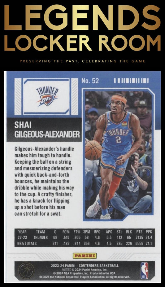 2023-24 Panini Contenders #52 Shai Gilgeous-Alexander Season Ticket Retail