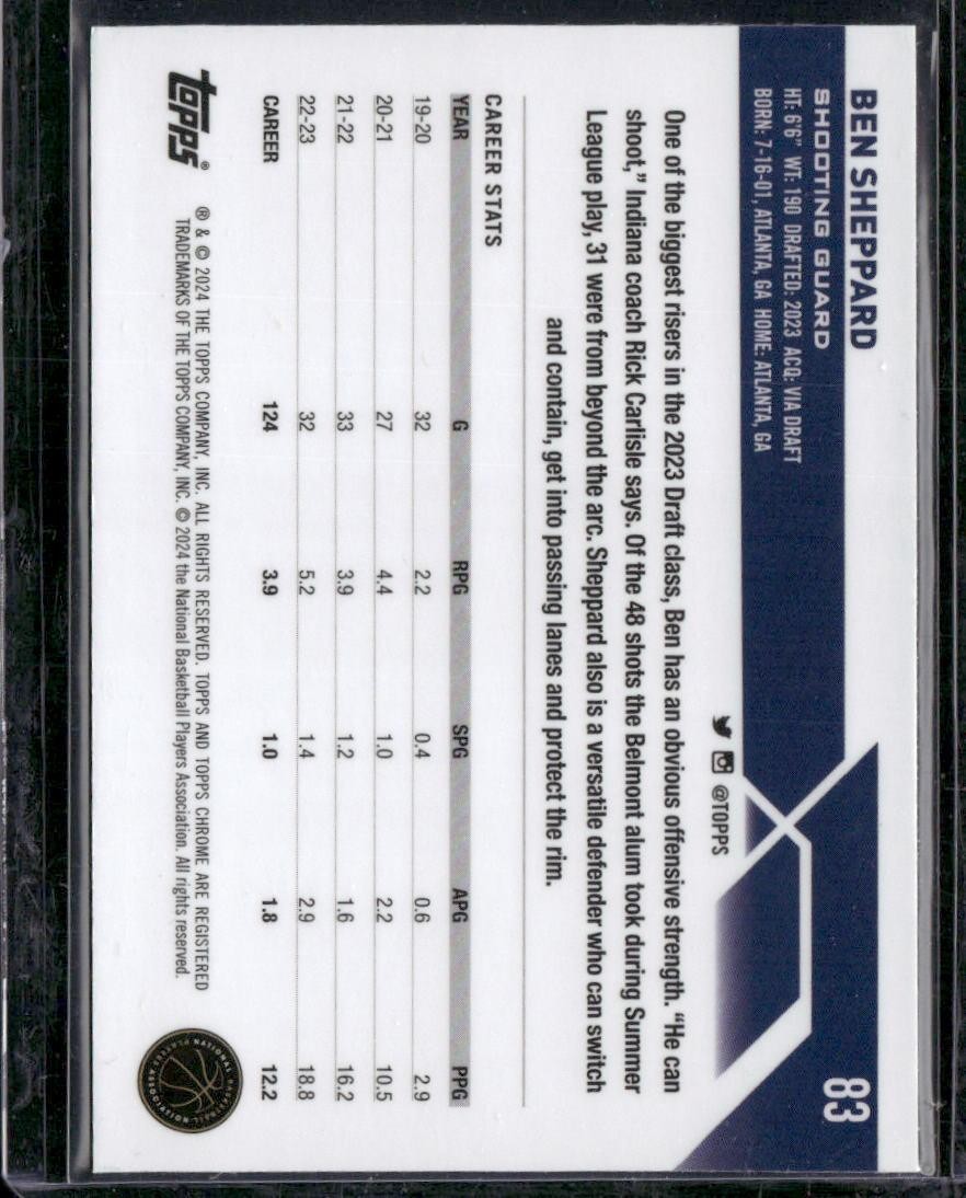 2023-24 Topps Chrome Sapphire #83 Ben Sheppard
