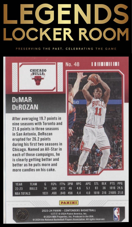 2023-24 Panini Contenders #48 DeMar DeRozan Game Ticket Red