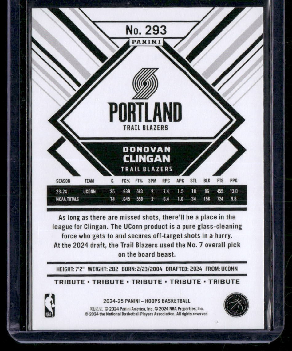2024-25 Hoops #293 Donovan Clingan