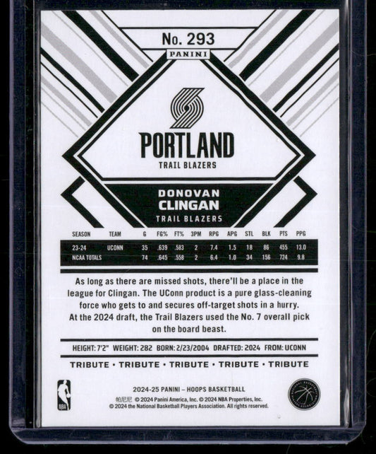 2024-25 Hoops #293 Donovan Clingan
