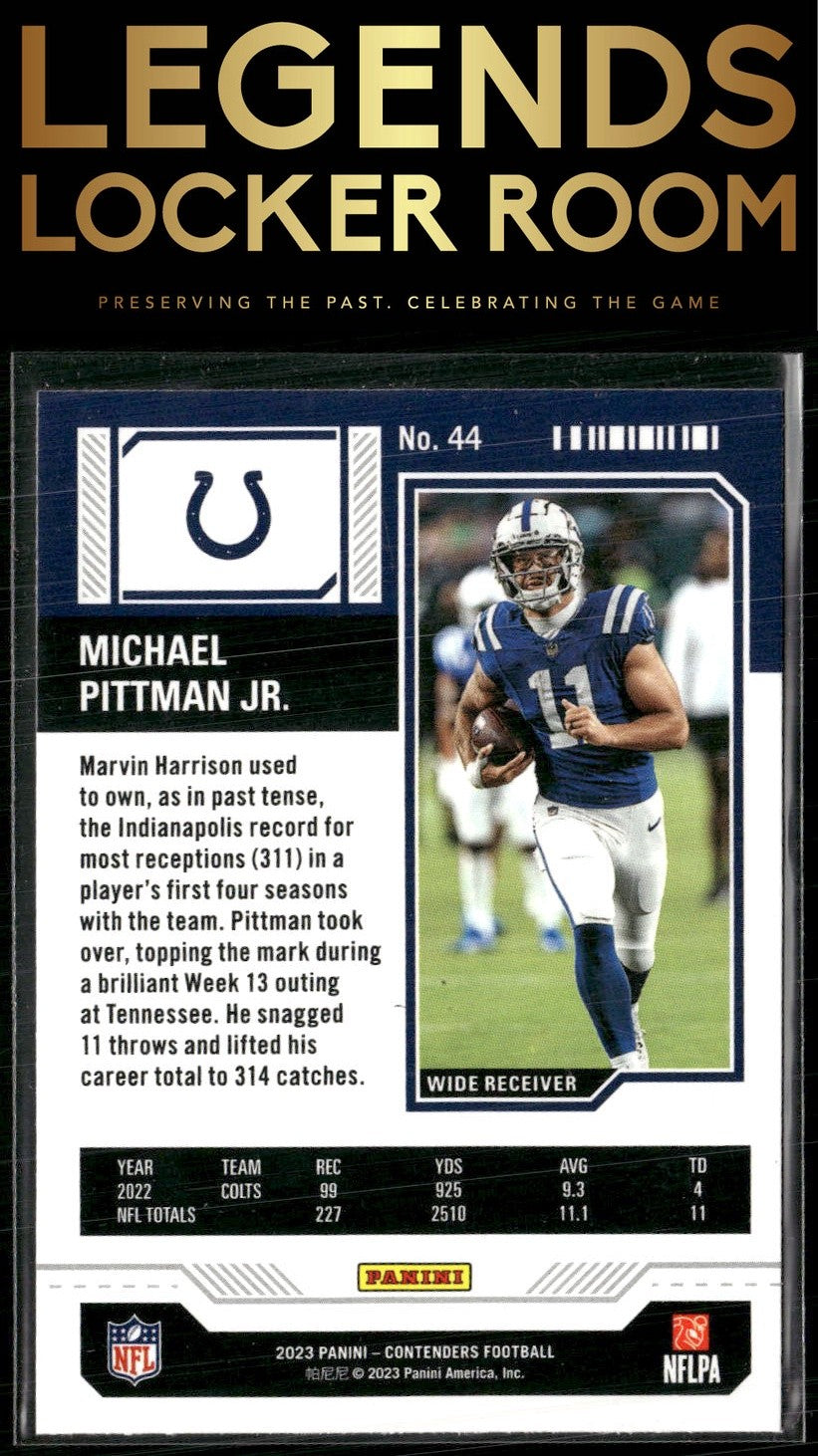 2023 Panini Contenders #44 Michael Pittman Jr. Season Ticket Retail