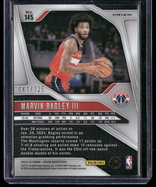 2024-25 Panini Prizm #145 Marvin Bagley III Prizms Blue Ice #/125