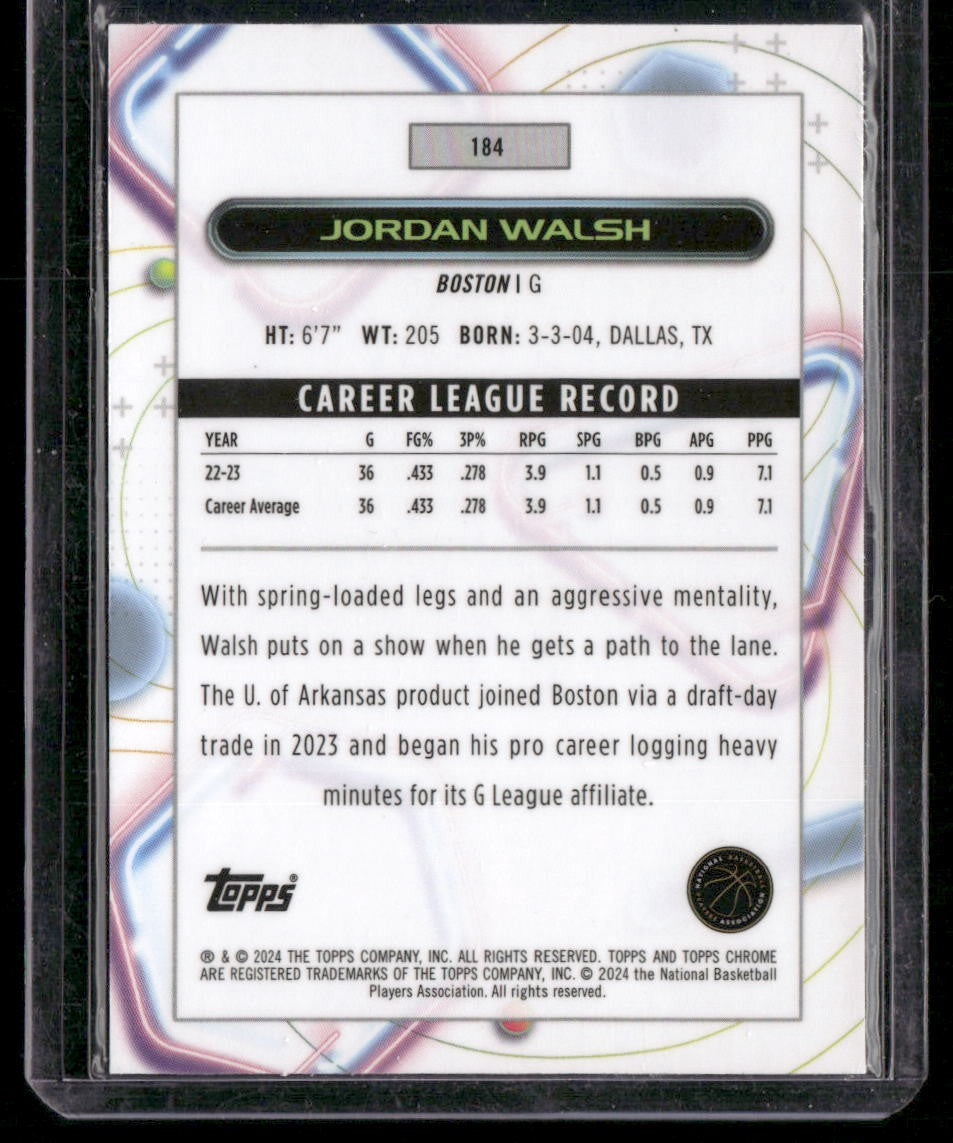 2023-24 Topps Chrome Cosmic #184 Jordan Walsh Aqua Refractors #/149