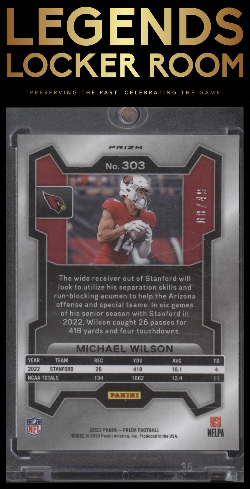 2023 Panini Prizm #303 Michael Wilson Purple Power #/49
