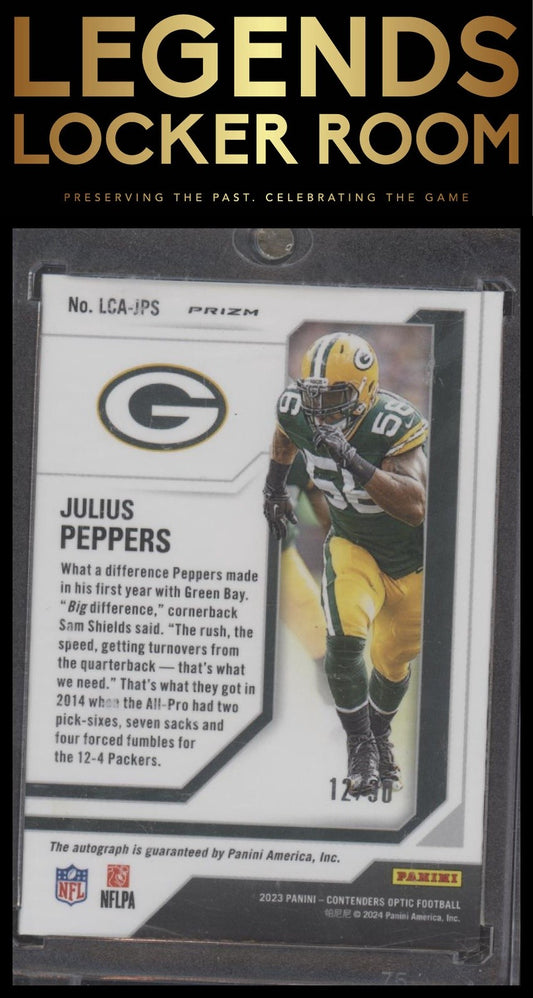 2023 Panini Contenders Optic Julius Peppers Legendary Auto Green Pulsar /30