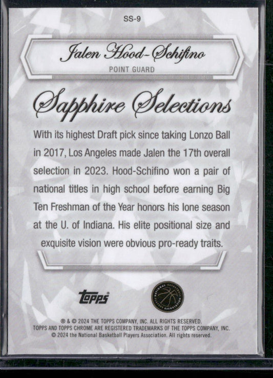 2023-24 Topps Chrome Sapphire #SS-9 Jalen Hood-Schifino Sapphire Selections