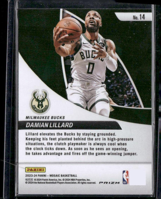 2023-24 Panini Mosaic #14 Damian Lillard Elevate Mosaic Green