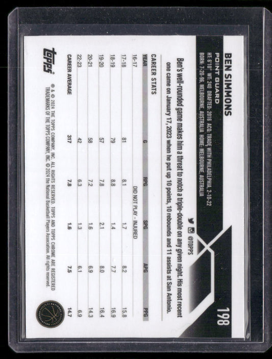 2023-24 Topps Chrome #198 Ben Simmons Orange Geometric 01/25