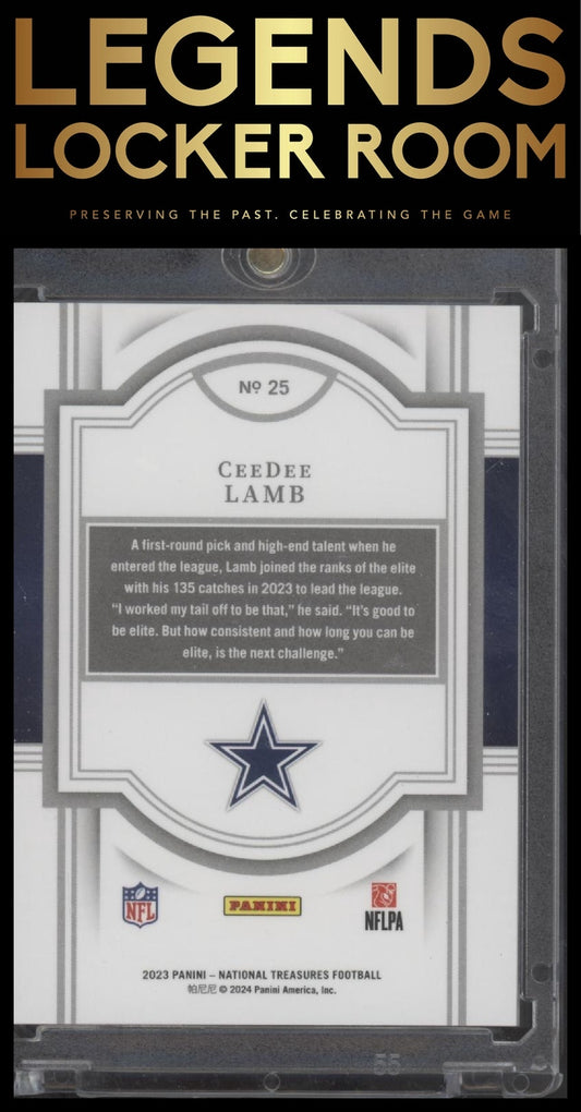 2023 Panini National Treasures #25 CeeDee Lamb Jersey Number Red #/88