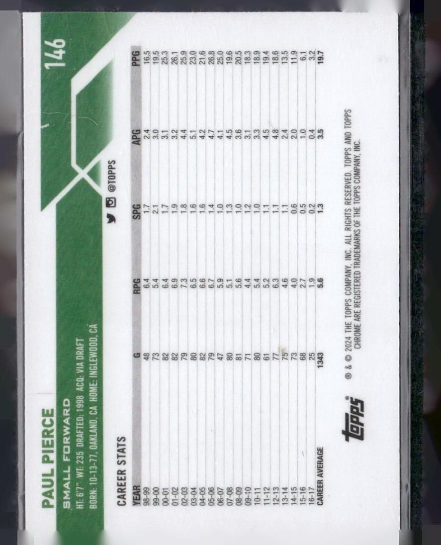 2023-24 Topps Chrome #146 Paul Pierce