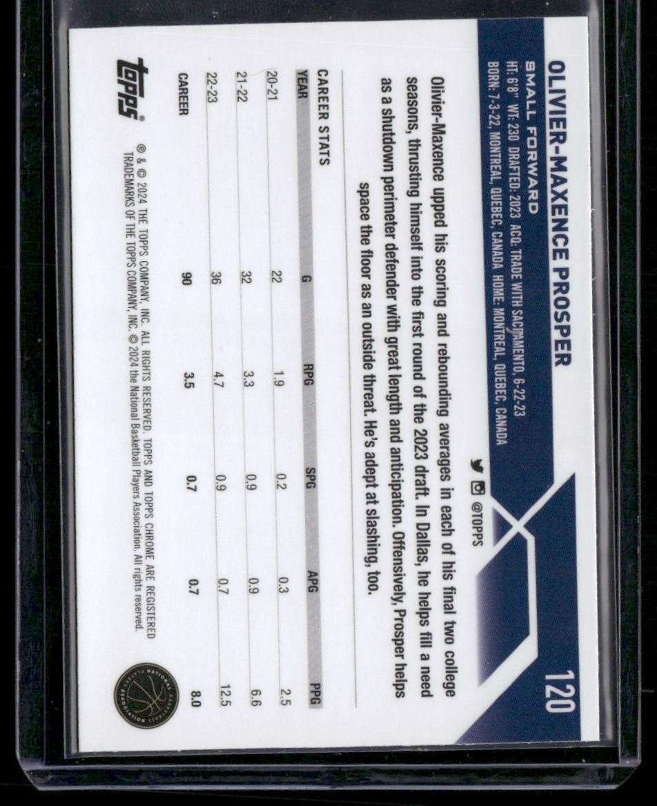 2023-24 Topps Chrome #120 Olivier-Maxence Prosper Pink Basketball Refractors
