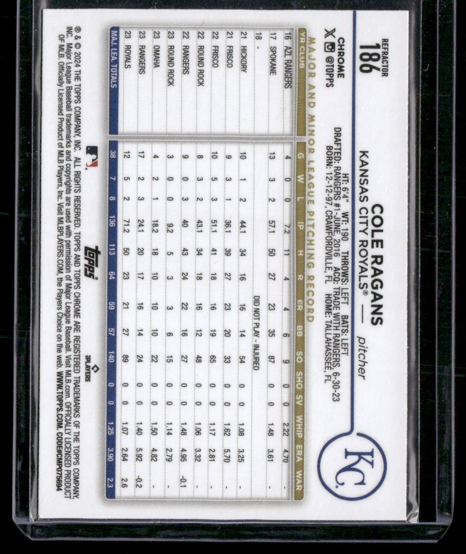 2024 Topps Chrome #186 Cole Ragans Refractors