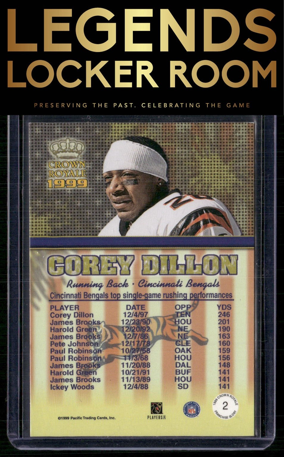 1999 Pacific Crown Royale #2 Corey Dillon Franchise Glory