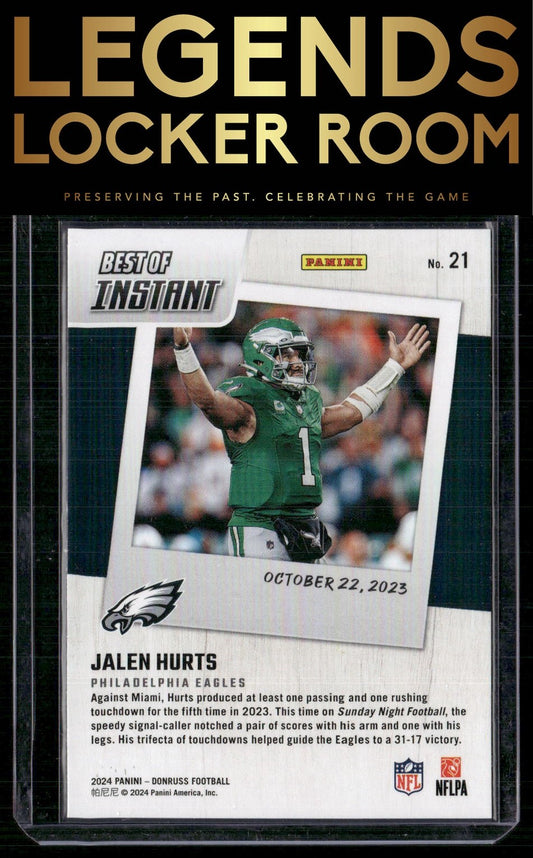 2024 Donruss #21 Jalen Hurts Best of Panini Instant